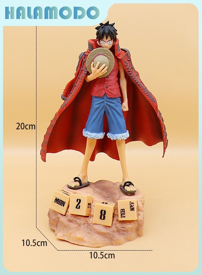 HALAMODO One Piece Handsome Perpetual Calendar Luffy Figure Model,  Doll Ornament, Fashionable Toy 20 cm - Image 1