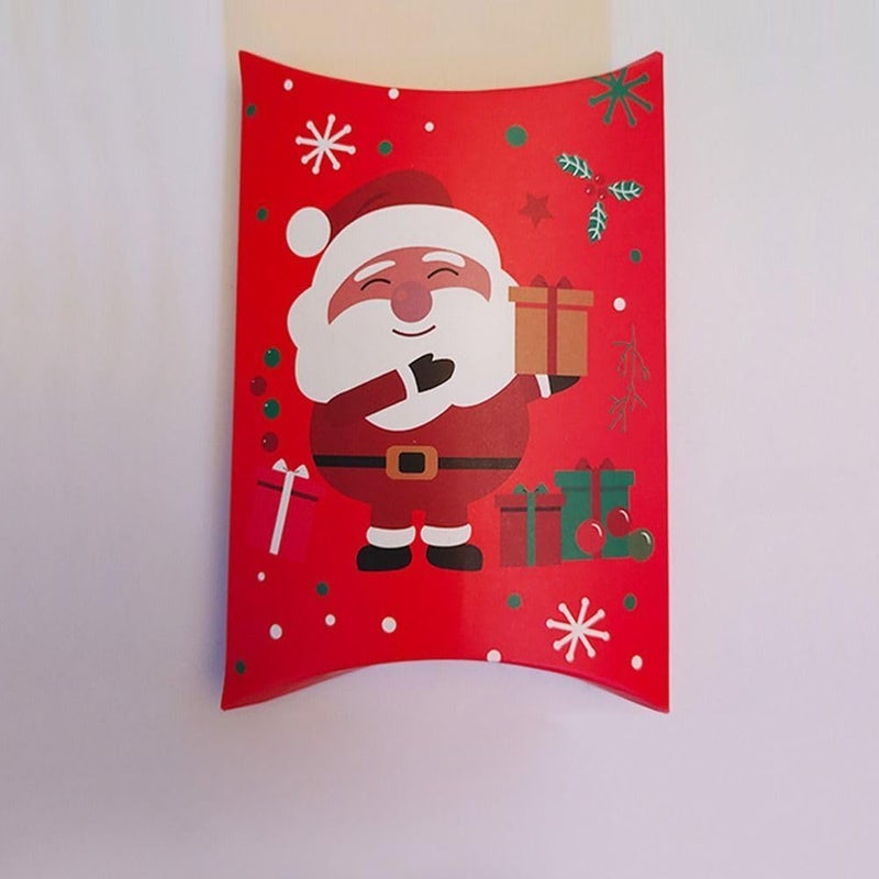 BAKEFY -5 Pcs Christmas Pillow Shape Treat Boxes,Small Party Favour Paper Boxes,Xmas Biscuit Candy Boxes Empty For Presents Gifts Adults Crackers Sweets And Cakes Jewellery Decoration Gift,Assorted - Image 5