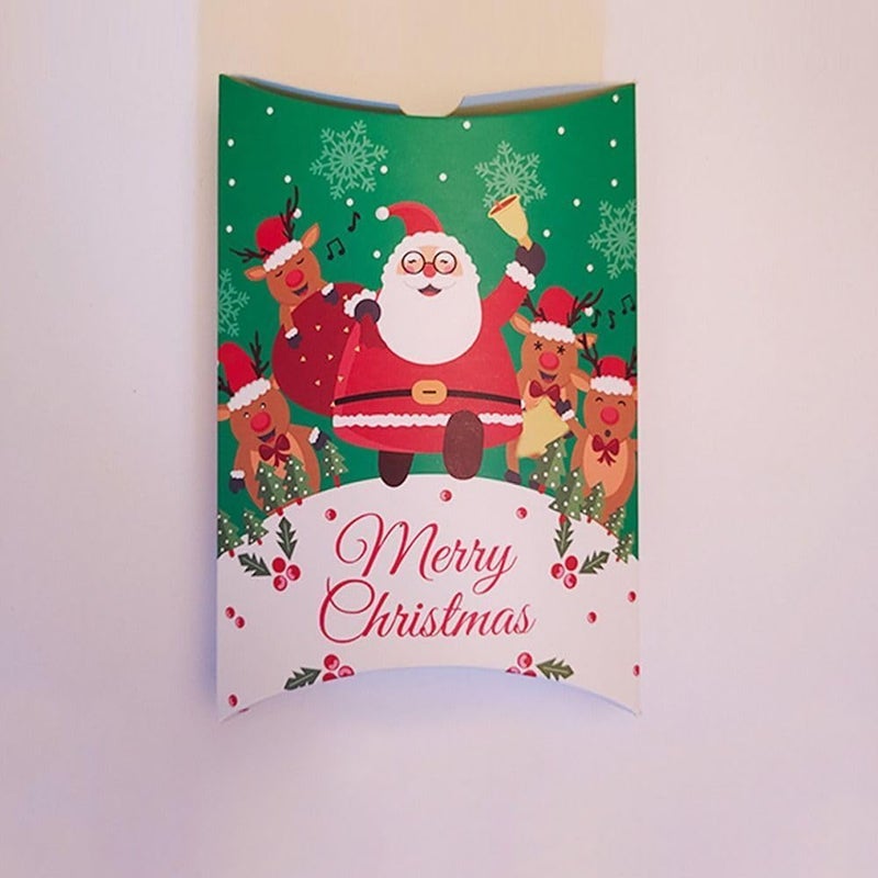 BAKEFY -5 Pcs Christmas Pillow Shape Treat Boxes,Small Party Favour Paper Boxes,Xmas Biscuit Candy Boxes Empty For Presents Gifts Adults Crackers Sweets And Cakes Jewellery Decoration Gift,Assorted - Image 4