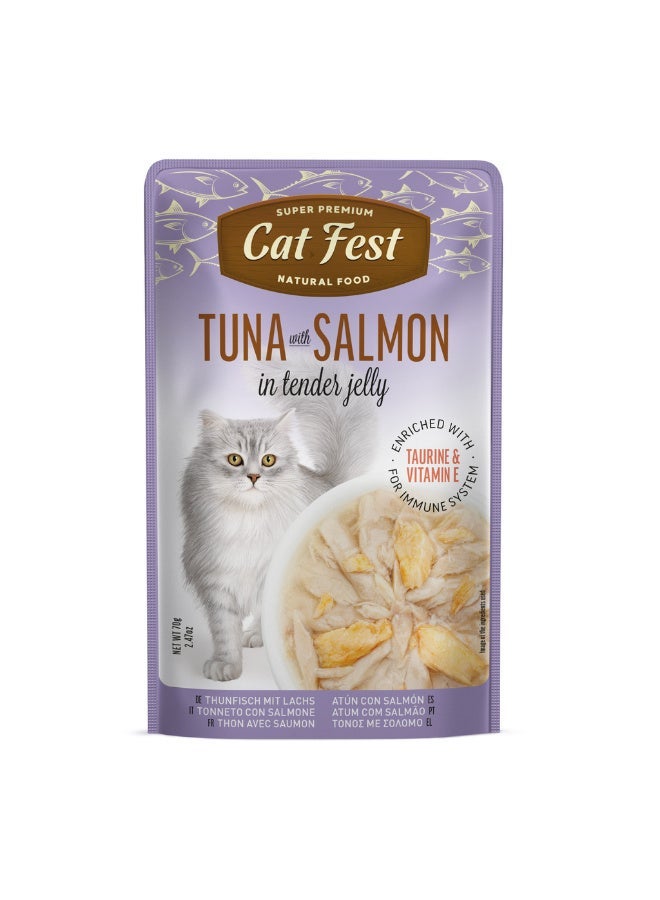 Cat Fest Tuna with Salmon in Tender Jelly Wet Cat Food 70g Pack of 12 - Image 4