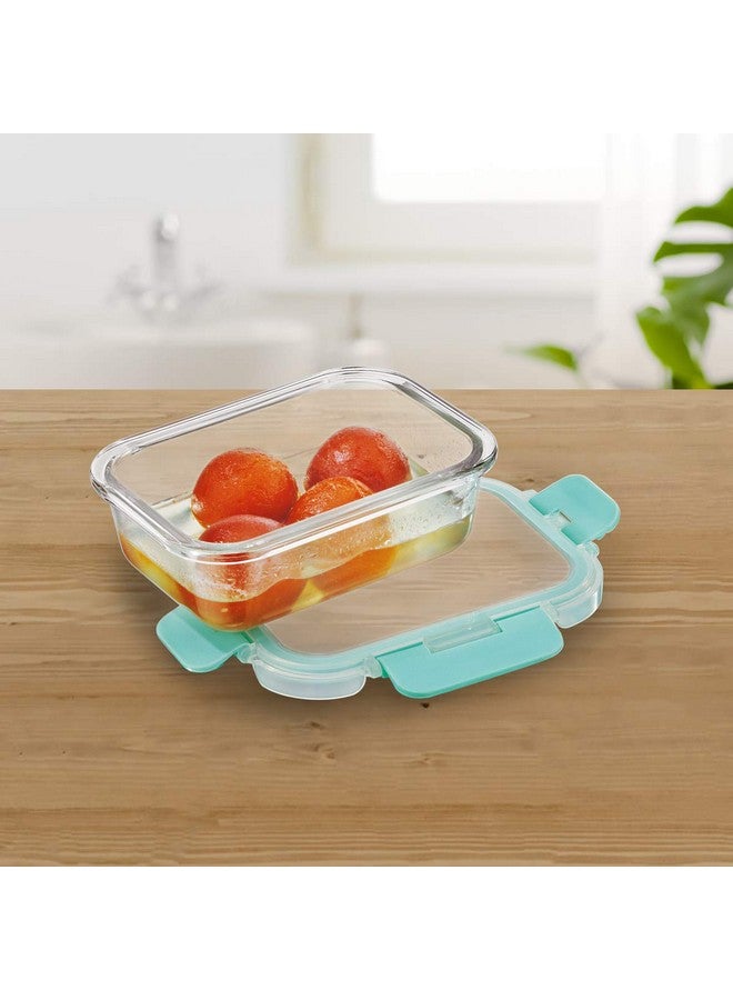 Allo FoodSafe 370ml Rectangle Glass Food Storage Container with Break Free Detachable Lock, Oven Safe Microwave Safe, High Borosilicate, Leak Proof, (Model: CL137RG), Transparent - Image 1