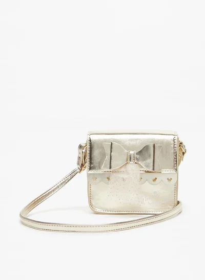 ديزني Girls Disney Solid Crossbody Bag with Adjustable Strap and Bow Detail