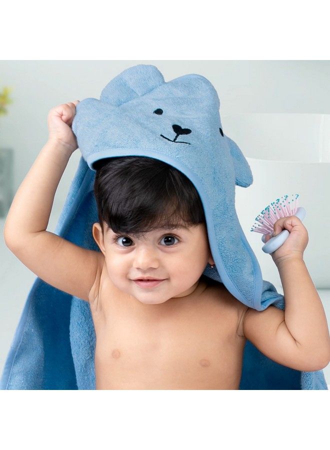 THEONI Hooded Bamboo Towel ; Cotton Towel For Kids ; 400 Gms 85X85 Cm ; Pack Of 1 Blue Colour Newborninfants And Toddler Suitable For Baby Gifts (Blue) - Image 1