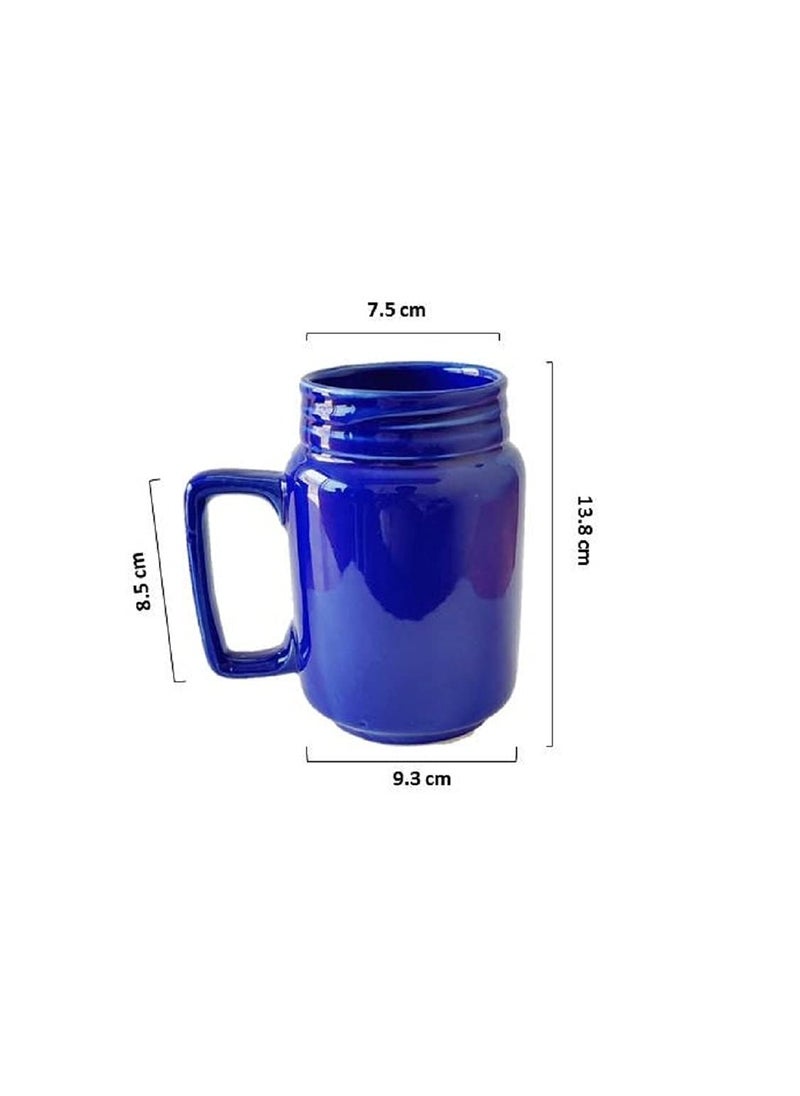 RTWARE RTWARE Blue Milk Mugs 500 ML Handmade Microwave Safe Ceramic Mugs Set of 1  - Image 3