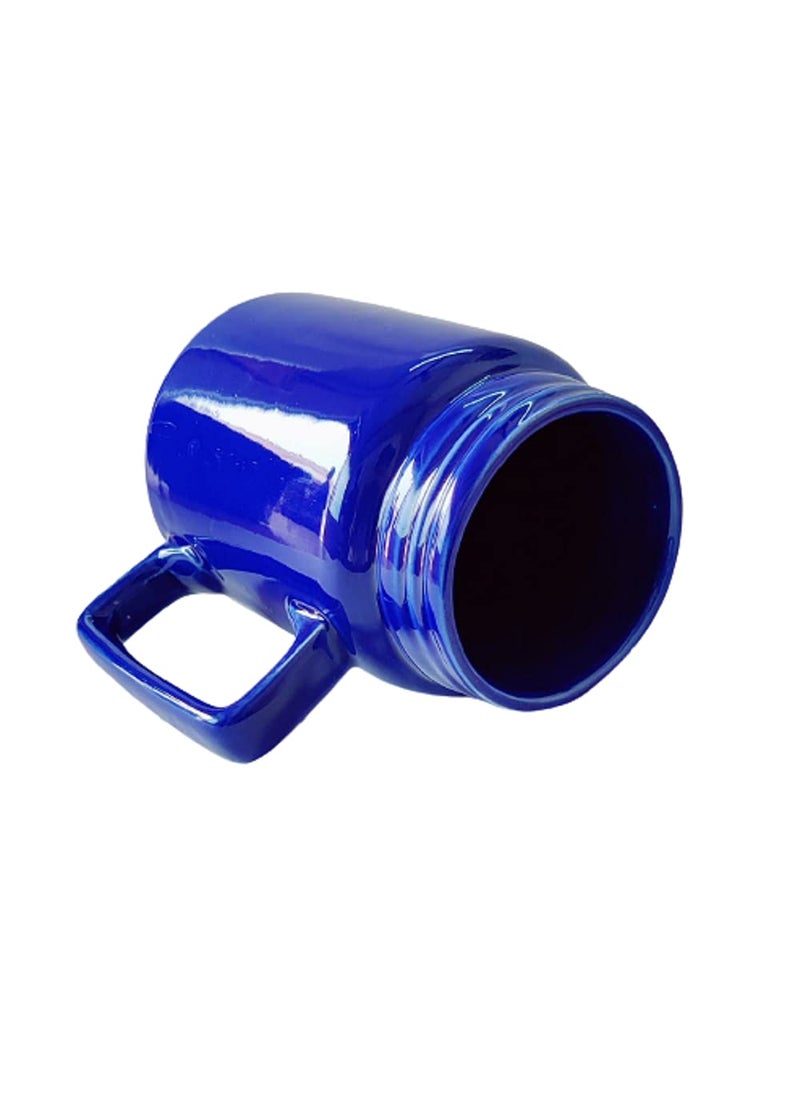 RTWARE RTWARE Blue Milk Mugs 500 ML Handmade Microwave Safe Ceramic Mugs Set of 1  - Image 2