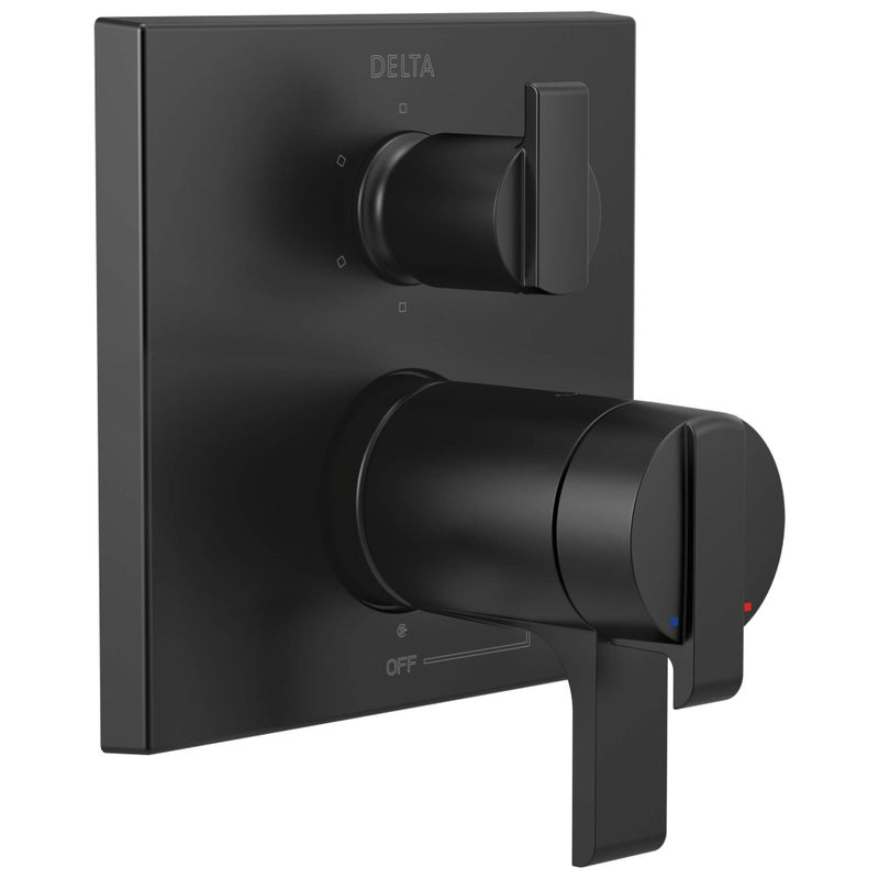 DELTA FAUCET T27T967BL Angular Modern TempAssure 17T Series Valve 6Setting Integrated Shower Trim with Diverter Matte Black