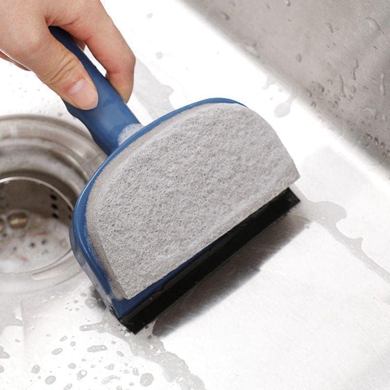 IQS ENTERPRISE IQS Enterprise 2 in 1 Multifunctional Cleaning Brush with Blade Glass Scraper Wiper Dual Side Blade Rubber Scrubber Sponge Professional AllPurpose Window Squeegee for Sink Car Shower Door - Image 3