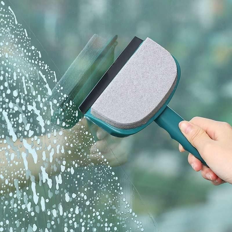IQS ENTERPRISE IQS Enterprise 2 in 1 Multifunctional Cleaning Brush with Blade Glass Scraper Wiper Dual Side Blade Rubber Scrubber Sponge Professional AllPurpose Window Squeegee for Sink Car Shower Door - Image 2