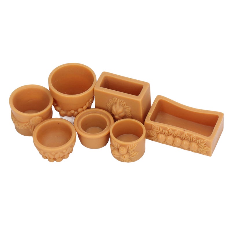 7 Pcs Dollhouse Flower Pot Resin Exquisite Miniature Simulation Flower Pot for DIY 1/12 Doll House Decoration - Image 2