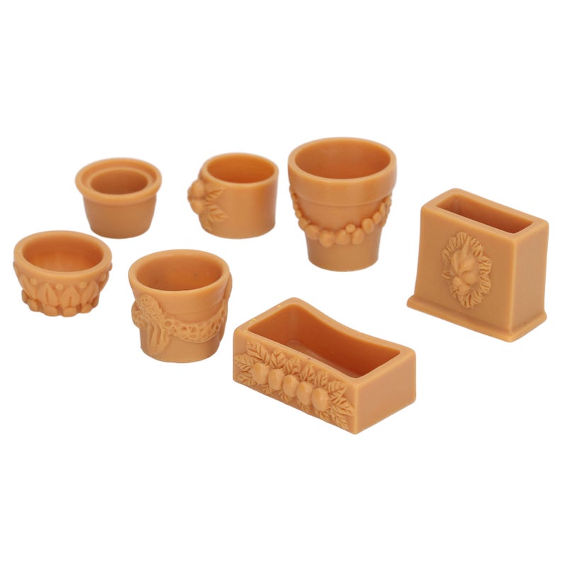 7 Pcs Dollhouse Flower Pot Resin Exquisite Miniature Simulation Flower Pot for DIY 1/12 Doll House Decoration - Image 3