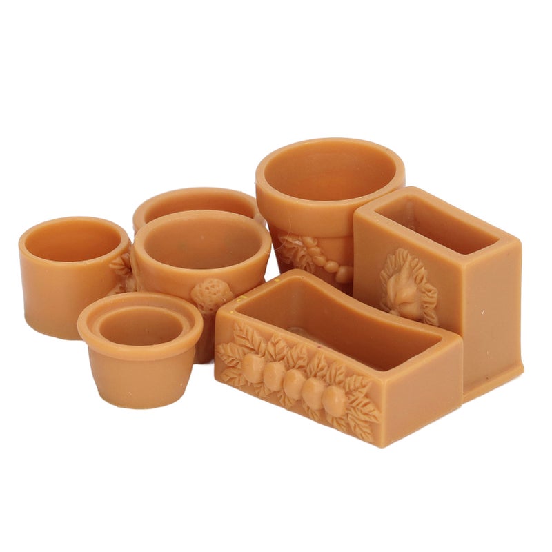 7 Pcs Dollhouse Flower Pot Resin Exquisite Miniature Simulation Flower Pot for DIY 1/12 Doll House Decoration - Image 5