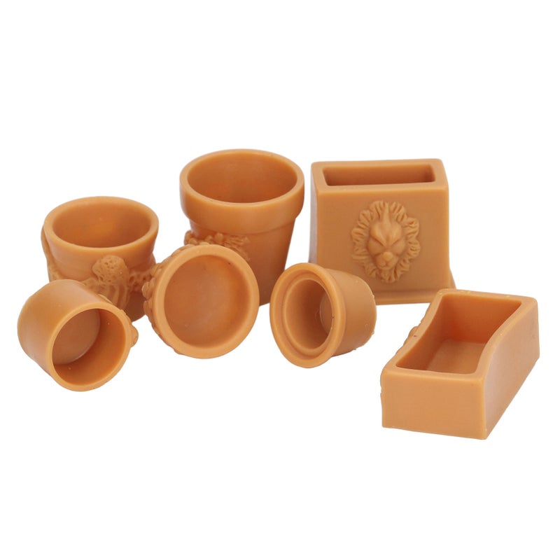 7 Pcs Dollhouse Flower Pot Resin Exquisite Miniature Simulation Flower Pot for DIY 1/12 Doll House Decoration - Image 4