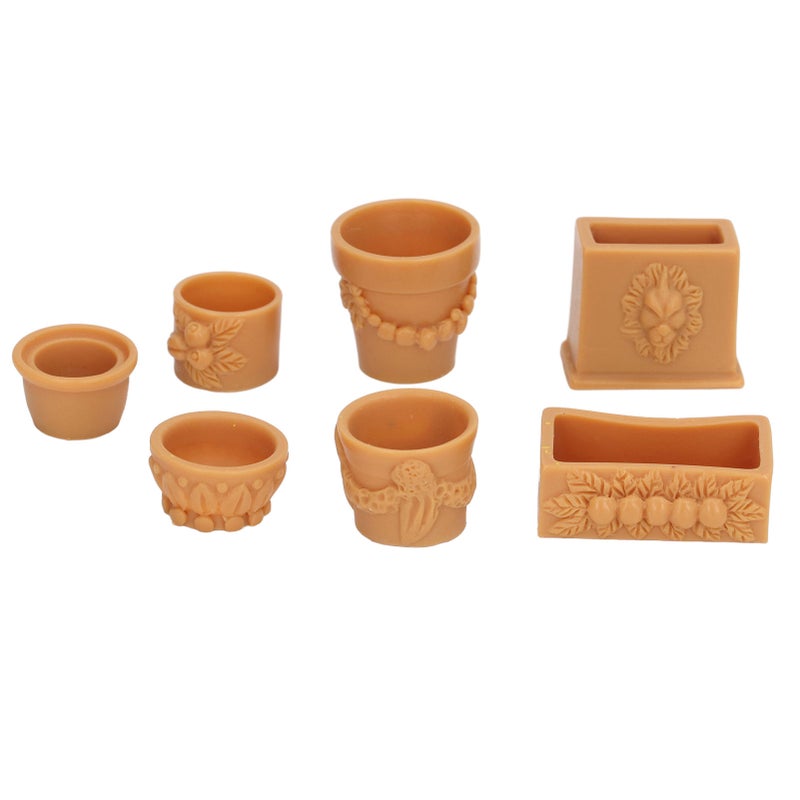 7 Pcs Dollhouse Flower Pot Resin Exquisite Miniature Simulation Flower Pot for DIY 1/12 Doll House Decoration - Image 1