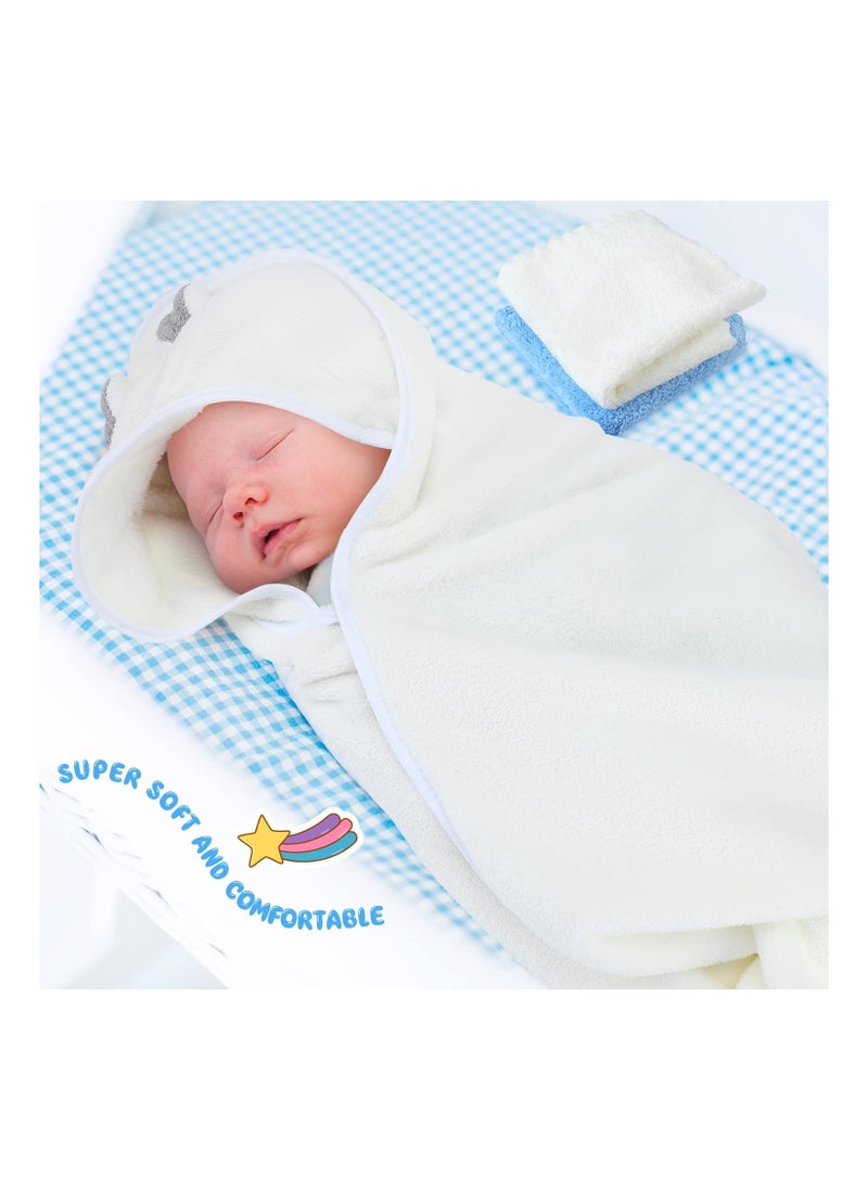 SYOSI - 3PCS HoodedA Towel Set for Newborn Boys and Girls, Soft Terry Baby Hooded Bath Wrap Baby Bathing Towel and Washcloths Kit Baby Hooded Bath Wrap Set for Baby Supplies (Elephant, Bear, Deer) - Image 1