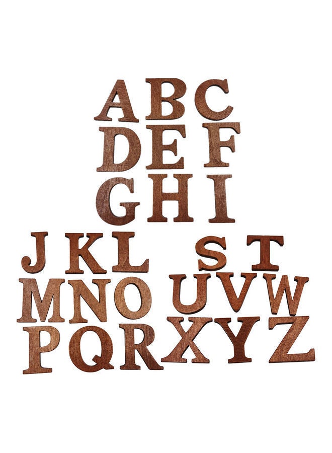 NIBEMINENT 26-Piece Alphabet Letter Shaped Wooden Ornaments Brown 44millimeter 