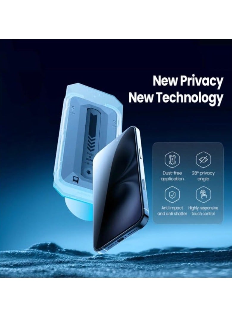 Nillkin Guardian Full Coverage Anti Scratch Privacy Tempered Glass Screen Protector Fits Apple iPhone 16 Plus 0.25mm - Black - Image 3