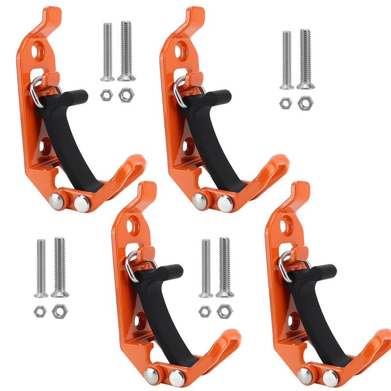 4 Pack Zinc Alloy Fixed Clips, Fire Equipment Mounting Clips, Roof Rack Fasteners with Rubber Straps, Multifunctional Car Body Buckle Clamps,Orange