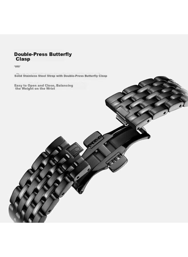 Rossini Men's Mechanical Watch With Black Dial And Steel Strap, Birthday Gift For Boyfriend, Business Hollow Out National Watch 517793 - Image 5