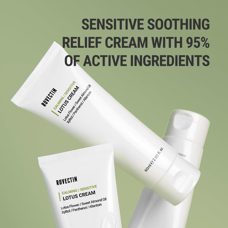 ROVECTIN Calming Lotus Cream - Lightweight Hydrating & Soothing Moisturizer Face Cream for Sensitive Skin | 75% Lotus Water Extract | Vegan Korean Skincare (2.03 fl oz) - Image 4