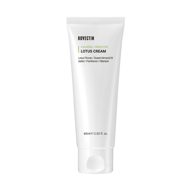 ROVECTIN Calming Lotus Cream - Lightweight Hydrating & Soothing Moisturizer Face Cream for Sensitive Skin | 75% Lotus Water Extract | Vegan Korean Skincare (2.03 fl oz) - Image 1