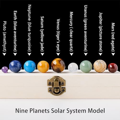 Runyangshi Nine Planets Solar System Model Crystal Ball - Natural Crystal Gemstone Marble Space Home Desk Decoration - Creative Gifts - Image 3