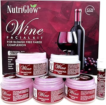 NutriGlow Wine Facial Kit 6Pieces Skin Care Set with Deep Cleanser Exfoliating Scrub Nourishing Gel Whitening Cream Mask Pack And Face Serum for Anti Aging Skin Care Kit For Women 85OZ03Oz - Image 4