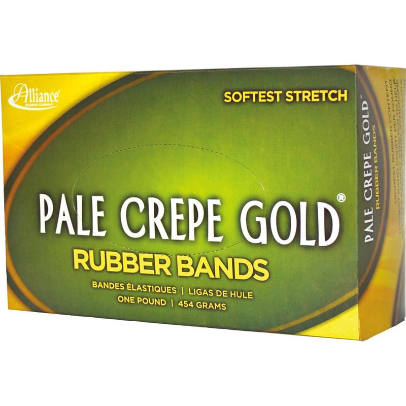 Alliance Rubber 21075 Pale Crepe Gold Rubber Bands Size #107, 1 lb Box Contains Approx. 60 Bands (7" x 5/8", Golden Crepe) - Image 3