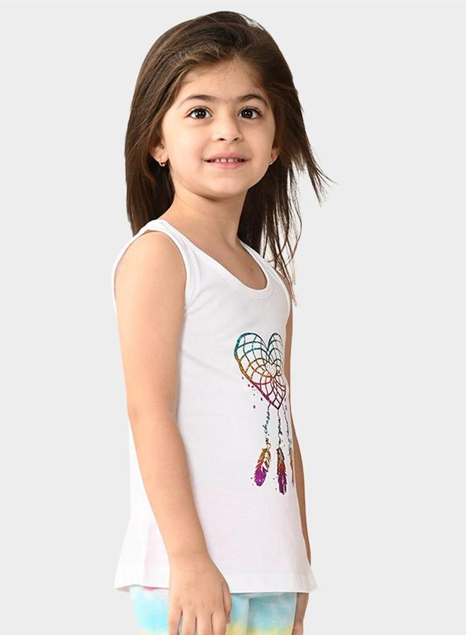 Bonkids Girl's White & Multicolour 100% Cotton Printed Regular Fit Clothing Set - Image 3