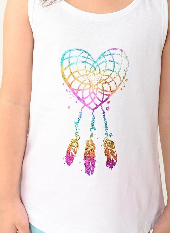 Bonkids Girl's White & Multicolour 100% Cotton Printed Regular Fit Clothing Set - Image 2