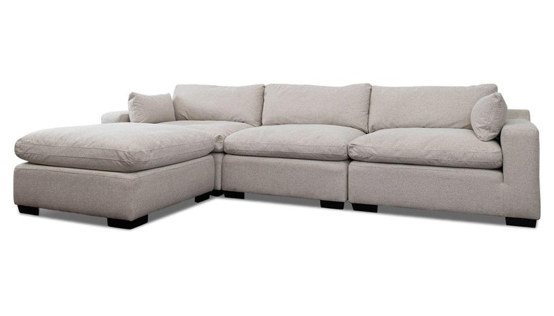 LA-VILLA SOFAS LAVILLA SOFAS 3 1 Puffy Attached Teak Wood Sofa Set For Living Room Office Use Light Grey Model0050 - Image 3