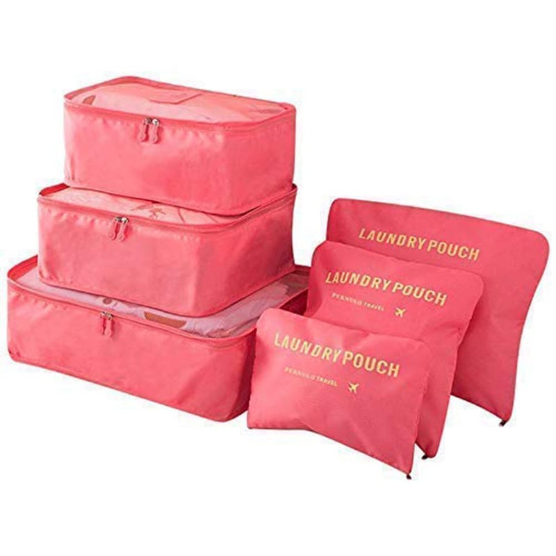 Styleys Set of 6 Packing Cube Travel Pouches Bag Organizer (Watermelon Red, S1037) - Image 1