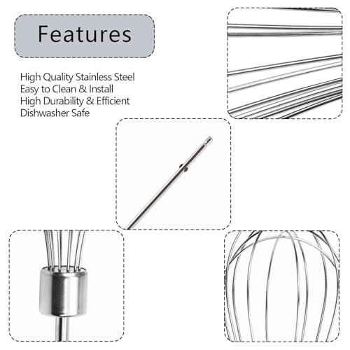 Abvsdu 2 Pcs Hand Mixer Attachments Beaters, Hand Mixer Beaters Attachments for Kitchen Stainless Steel Replacement Parts for Hamilton Beach 62682RZ 62692 62695V 64699 Mixer (Oval Silver) - Image 3