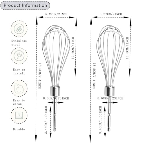 Abvsdu 2 Pcs Hand Mixer Attachments Beaters, Hand Mixer Beaters Attachments for Kitchen Stainless Steel Replacement Parts for Hamilton Beach 62682RZ 62692 62695V 64699 Mixer (Oval Silver) - Image 2