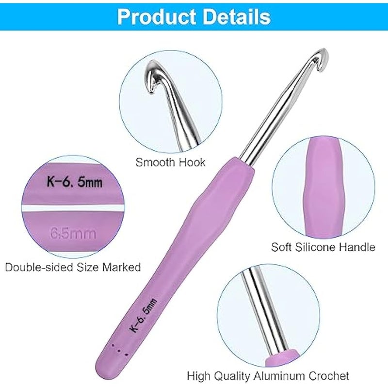 Arabest Crochet Hooks 51 Pack Crochet Hook Set 12 PCS 2mm(b)-8mm(b) Crochet Hooks Ergonomic Soft Grip for Arthritic Hands Crochet Needle Set - Image 3