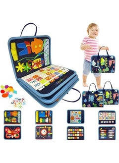 Beauenty Toddler Busy Board, 8 In 1 Montessori Toy Busy Book Kid Preschool Developing Sensory Board Baby Educational Learning Activity for Basic Shape Color Flying Airplane Travel Essential Game Gift Ages 1-  - Image 1