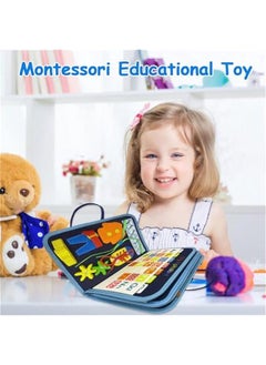 Beauenty Toddler Busy Board, 8 In 1 Montessori Toy Busy Book Kid Preschool Developing Sensory Board Baby Educational Learning Activity for Basic Shape Color Flying Airplane Travel Essential Game Gift Ages 1-  - Image 2