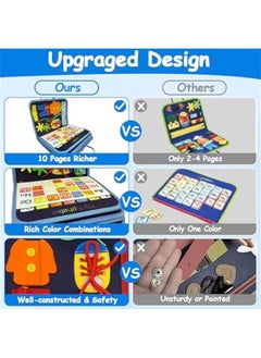 Beauenty Toddler Busy Board, 8 In 1 Montessori Toy Busy Book Kid Preschool Developing Sensory Board Baby Educational Learning Activity for Basic Shape Color Flying Airplane Travel Essential Game Gift Ages 1-  - Image 4