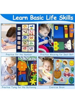 Beauenty Toddler Busy Board, 8 In 1 Montessori Toy Busy Book Kid Preschool Developing Sensory Board Baby Educational Learning Activity for Basic Shape Color Flying Airplane Travel Essential Game Gift Ages 1-  - Image 5