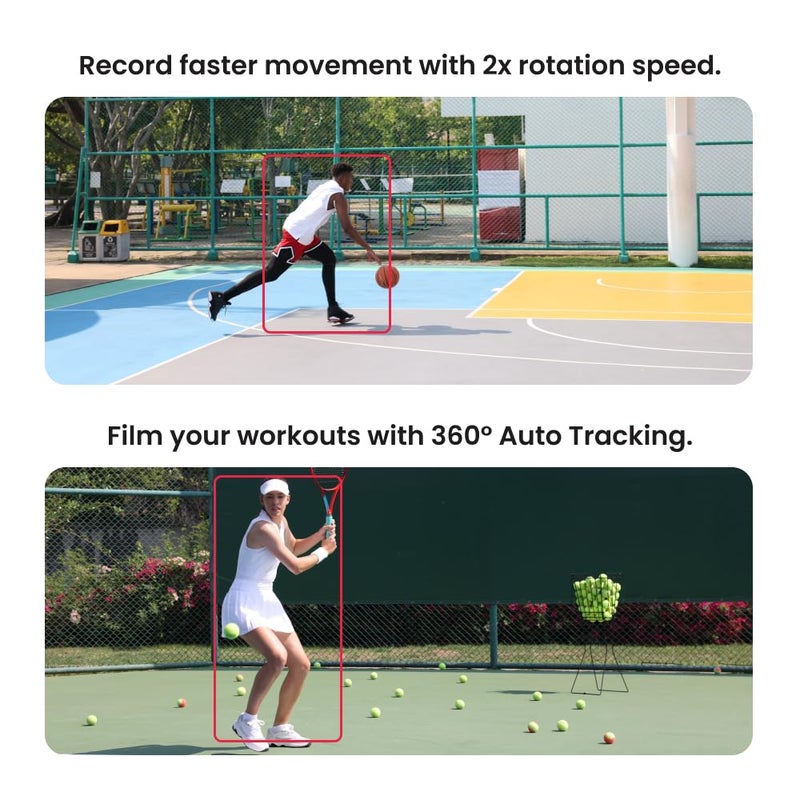 Pivo Sports Lite Pack Auto Tracking Phone Holder, 360° Rotation Phone Stand for Sports Training, Racket Sports, Tennis, Gym, Basketball Video Tracker, Handsfree Photo & Video Recording - Gray - Image 4
