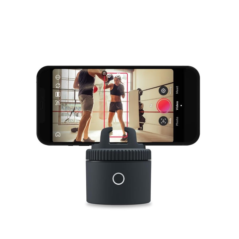 Pivo Sports Lite Pack Auto Tracking Phone Holder, 360° Rotation Phone Stand for Sports Training, Racket Sports, Tennis, Gym, Basketball Video Tracker, Handsfree Photo & Video Recording - Gray - Image 1