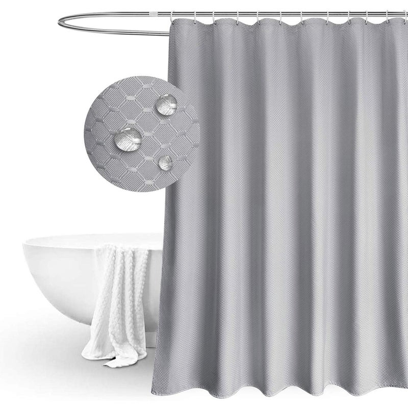 EurCross EurCross 72 x 80 Solid Gray Waffle Weave Fabric Shower Curtain Heavyweight WaterRepellent Bathroom Shower Curtain Extra Long Size 80 inch Long 
