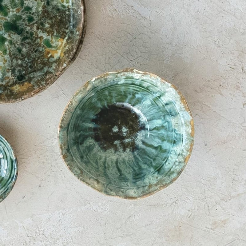 Creative CoOp Round Stoneware Bowl with Reactive Crackle Glaze Teal Set of 4 - Image 2