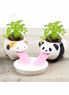 SYOSI 4 Piece Self Watering Planter Drinking Animal Tongue Style Ceramic Diy Mini Back Pack Plant Pot For Indoor Outdoor Decoration Home Office Desktop Decor Window Garden Gifts  - Image 2