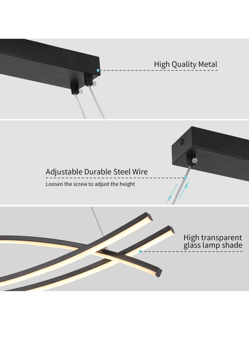 YATAI LIGHTING Modern Chandelier Linear Design Strip Pendant Light,Remote Control Simple LED Chandelier Adjustable Height Metal Acrylic Hanging Lamp for Dining Room Kitchen Island,54W - Image 5