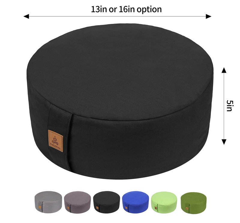 FelizMax Zafu Buckwheat Meditation Cushion,D=13"/16" H=5.5",Round Zabuton Meditation Pillow,Yoga Bolster Kneeling Pillow Premium Yoga Pillow for Sitting on Floor Zippered Cotton Cover (Purple, 16") - Image 5