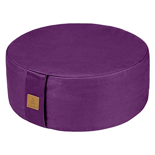FelizMax Zafu Buckwheat Meditation Cushion,D=13"/16" H=5.5",Round Zabuton Meditation Pillow,Yoga Bolster Kneeling Pillow Premium Yoga Pillow for Sitting on Floor Zippered Cotton Cover (Purple, 16") - Image 1