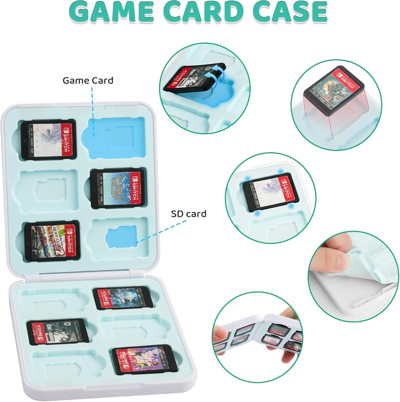 GLDRAM Green Carrying Case Bundle for Nintendo Switch and OLED Modle, Switch Travel Case Protector for Animal Leaf Crossing, Carrying Accessories Kit with Strap, Game Card Case Holder, Thumb Caps - Image 3