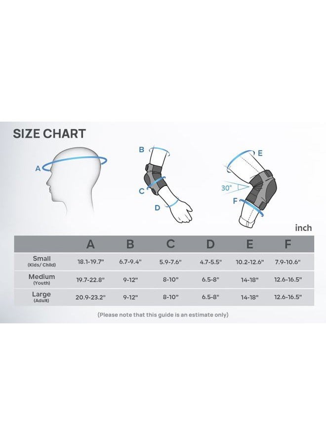 JBM Child & Adults Rider Series Protection Gear Set for Multi Sports Scooter, Skateboarding, Biking, Roller Skating, Protection for Beginner to Advanced, Helmet, Knee and Elbow Pads with Wrist Guards - Image 5