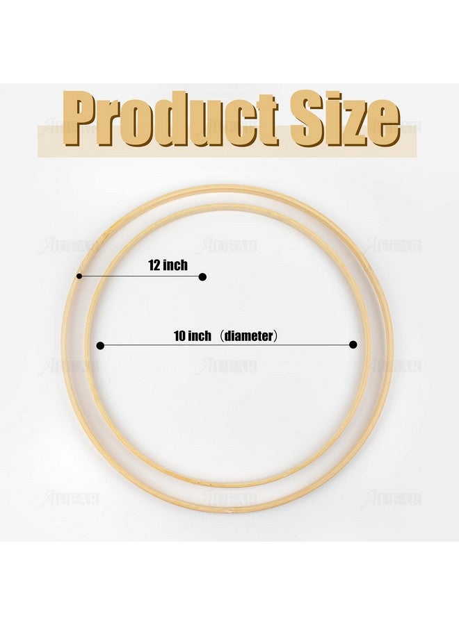 AUEAR 12 Pack Wooden Bamboo Floral Hoop 2 Sizes Macrame Bamboo Rings Dream Catcher Craft Hoop Ring For Diy Wedding Wreath Wall Hanging Dream Catchers Crafts(10 Inch/ 12 Inch) - Image 2
