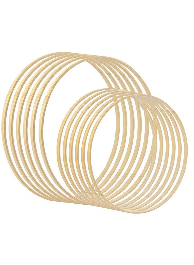 AUEAR 12 Pack Wooden Bamboo Floral Hoop 2 Sizes Macrame Bamboo Rings Dream Catcher Craft Hoop Ring For Diy Wedding Wreath Wall Hanging Dream Catchers Crafts(10 Inch/ 12 Inch) - Image 1
